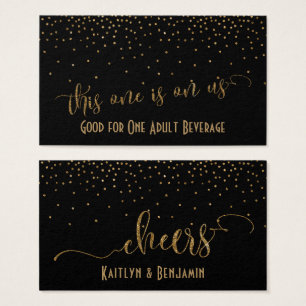 Drink Tickets, Faux Gold Glitter Confetti on Black
