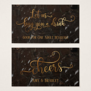 Drink Tickets Faux Gold & Photo of Glass Bottles