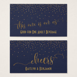 Drink Tickets, Gold Confetti on Midnight Blue