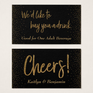Drink Tickets, Gold Glitter Script & Confetti