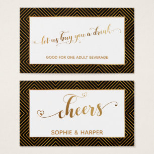 Drink Tickets, Gold Hearts Script, Diamonds, Black