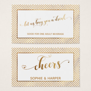 Drink Tickets, Gold Hearts Script, Diamonds, White