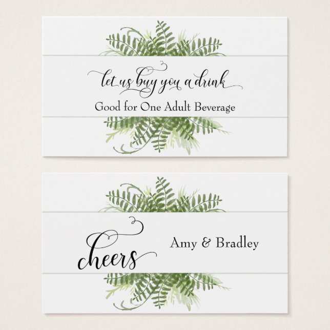 Drink Tickets | Loose Greenery Foliage Bouquet (Front & Back)