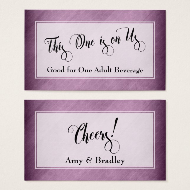 Drink Tickets | Script & Rustic Diagonal Raspberry (Front & Back)