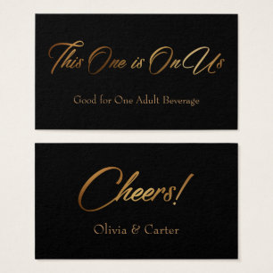 Drink Tickets, Slim, Elegant Gold Script on Black