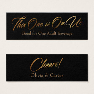 Drink Tickets, Slim, Elegant Gold Script on Black