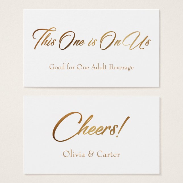 Drink Tickets, Slim, Slanted, Elegant Gold Script (Front & Back)