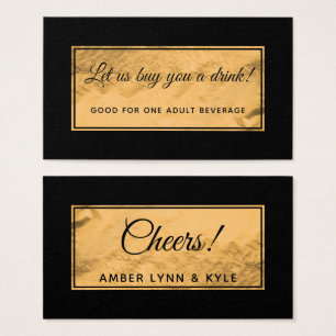 Drink Tickets with Faux Gold Foil Badge over Black