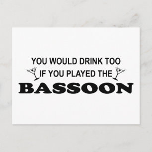 Drink Too - Bassoon Postcard