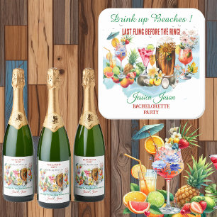 Drink Up Beaches Cocktail Fruit Bachelorette Party Square Sticker