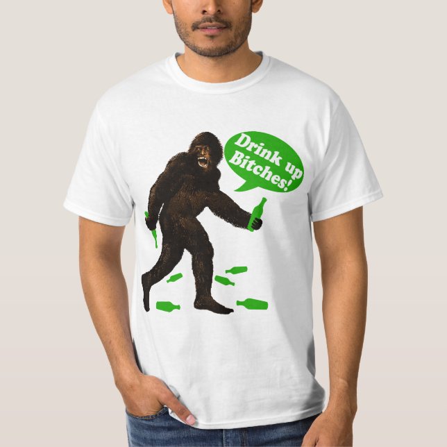 Drink Up Bigfoot St Pattys Day Sasquatch T-Shirt (Front)