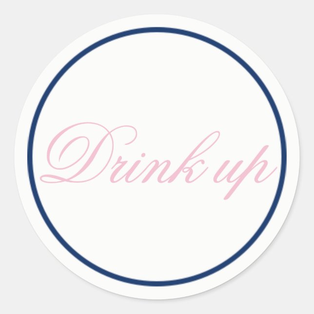Drink Up Wedding Sticker Blush Pink/Navy (Front)