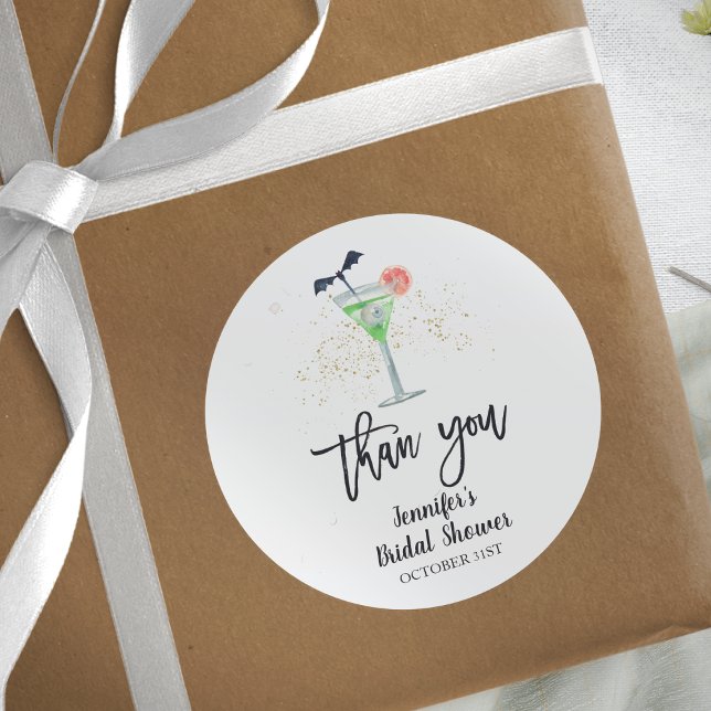 Drink Up Whitches Halloween Cocktail Bridal Shower Classic Round Sticker (Creator Uploaded)