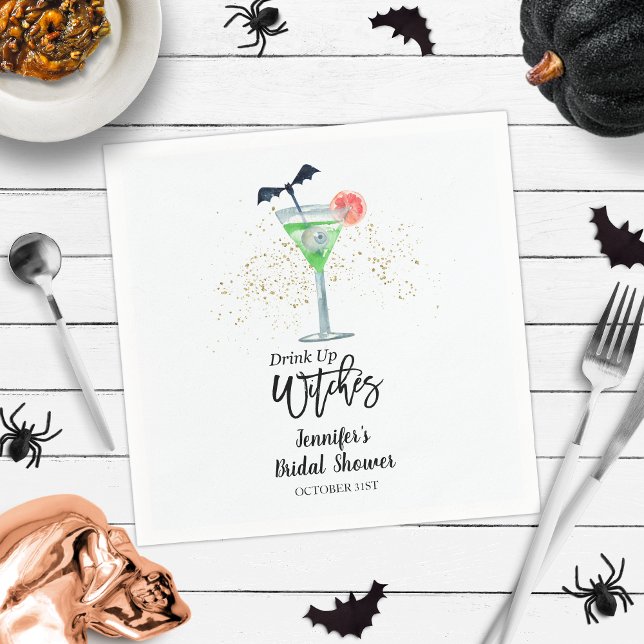 Drink Up Whitches Halloween Cocktail Bridal Shower Napkin (Creator Uploaded)
