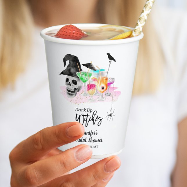 Drink Up Whitches Halloween Cocktail Bridal Shower Paper Cups (Creator Uploaded)