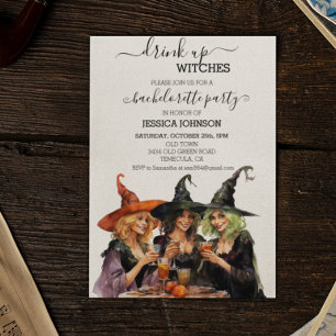 Drink Up Witches Bachelorette Party Halloween  Invitation