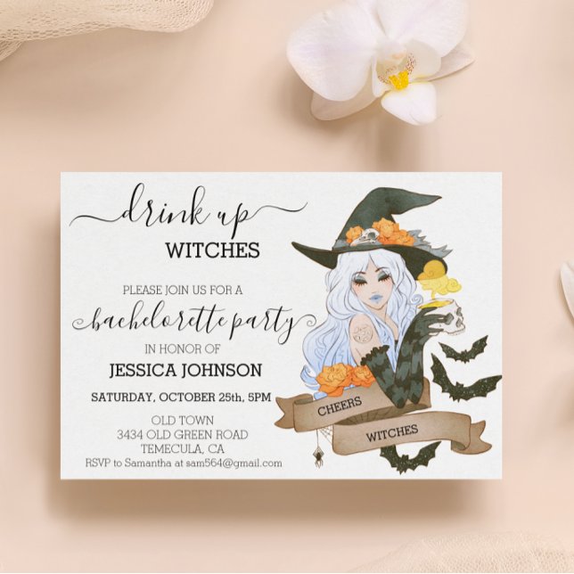 Drink Up Witches Bachelorette Party Halloween  Invitation (Creator Uploaded)