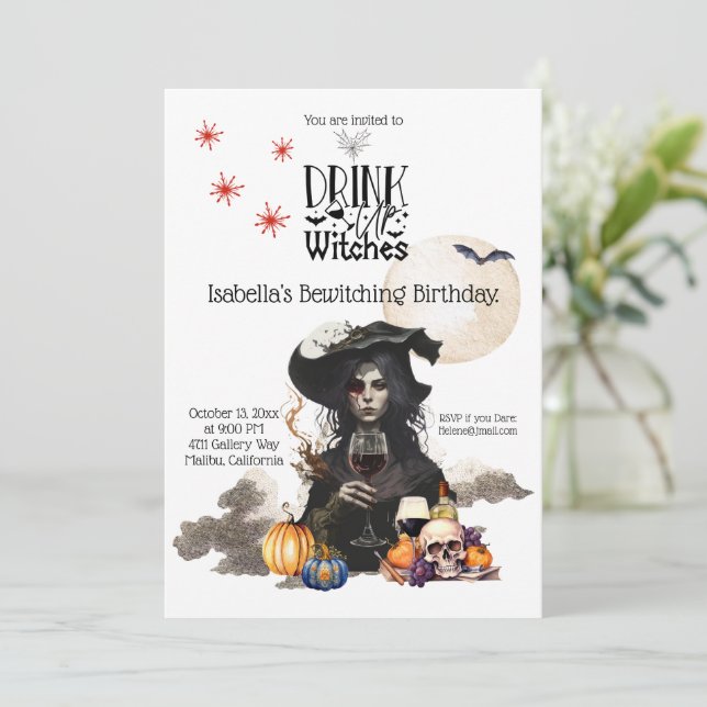 Drink Up Witches Birthday Invitation (Standing Front)