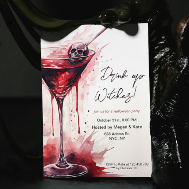 Drink Up Witches Bloody Halloween Cocktails Party Invitation (Creator Uploaded)
