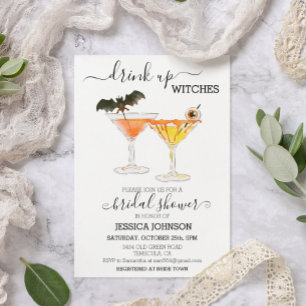 Drink Up Witches Bridal Shower Cocktail Halloween Invitation