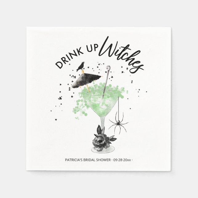  Drink up Witches Cocktail Halloween Bridal Shower Napkin (Front)