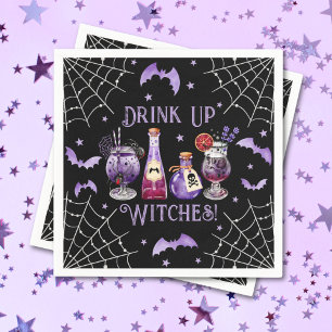 Drink Up Witches Cocktails and Costume Halloween Napkin
