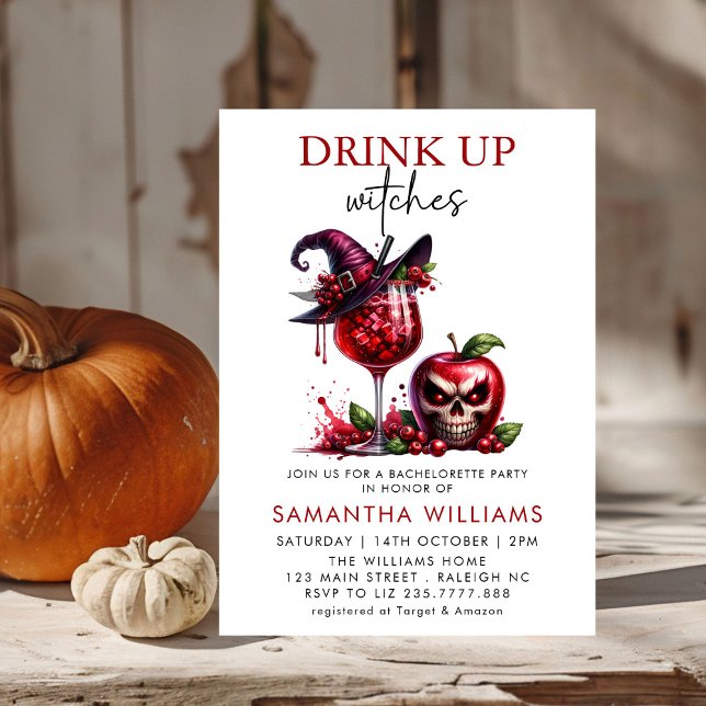 Drink Up Witches  Cocktails Bachelorette Party Invitation (Creator Uploaded)