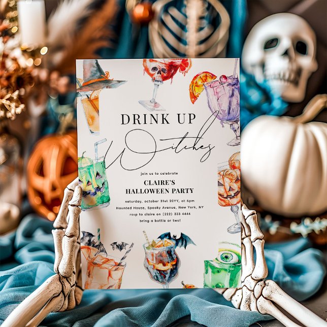 Drink UP Witches Fun Adult Halloween Party Invitation (Creator Uploaded)