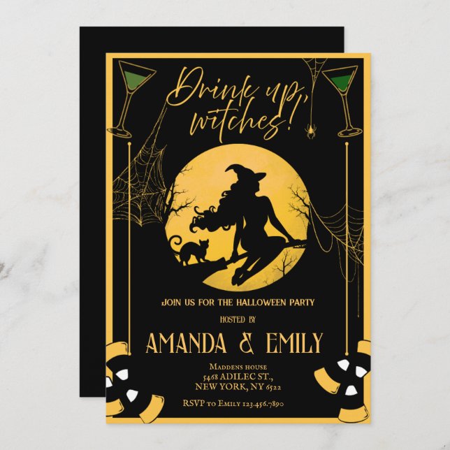 Drink up, Witches Girls Night Party Halloween  Invitation (Front/Back)