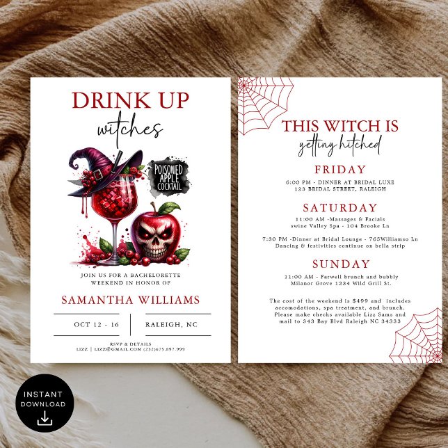 Drink Up Witches Gothic  Bachelorette Party  Invitation (Creator Uploaded)