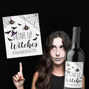 Drink Up Witches Halloween party bachelorette  Wine Label