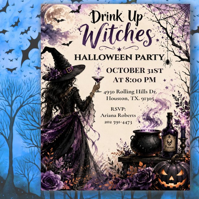 Drink Up Witches Halloween Party Invitation (Creator Uploaded)