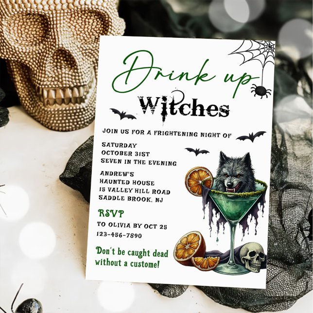 Drink Up Witches Halloween Party Invitation (Creator Uploaded)
