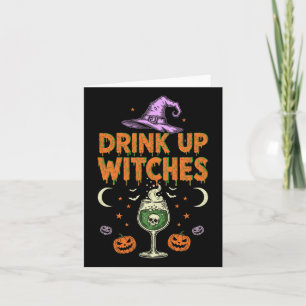 Drink Up Witches Purple Hat Funny Halloween Men Wo Card