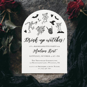 Drink up Witches! Spooky Whimsical Bachelorette Invitation