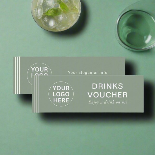Drink Voucher Corporate Event Sage Green Logo Card (Creator Uploaded)