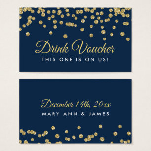 Drink Voucher Gold Faux Glitter Confetti Navy Blue