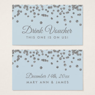 Drink Voucher Silver Faux Glitter Confetti Ice Blu