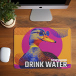 Drink Water Duck Meme  Mouse Pad<br><div class="desc">Stay hydrated and entertained at your desk with this vibrant Drink Water Duck mouse pad. Inspired by the popular internet meme, this design features a colourful retro pop-art duck in sunglasses with the phrase “DRINK WATER” in bold text. Add your own name for a playful, personalised touch that makes it...</div>