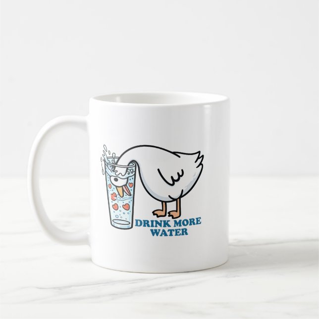 Drink Water Funny Goose Cute Hydration Reminder Coffee Mug (Left)