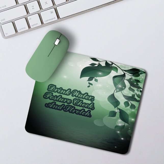Drink Water Posture Check Stretch Reminder leaves Mouse Pad (Creator Uploaded)