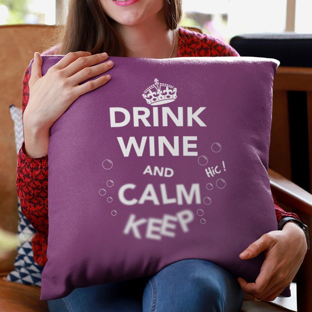 Drink Wine and Calm Keep (White) Cushion (Creator Uploaded)