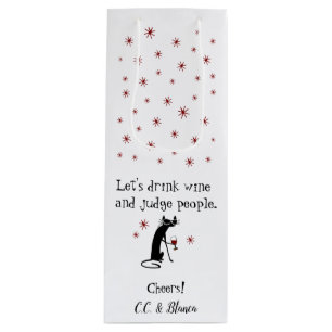 Drink Wine and Judge Funny Cat Gift Bag