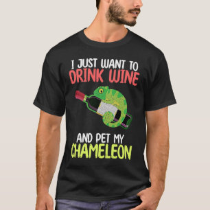Drink Wine And Pet Chameleon Reptiles Owner Graph T-Shirt