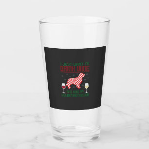 Drink Wine Hug Golden Retriever Christmas Glass