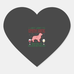 Drink Wine Hug Golden Retriever Christmas Heart Sticker