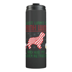 Drink Wine Hug Golden Retriever Christmas Thermal Tumbler
