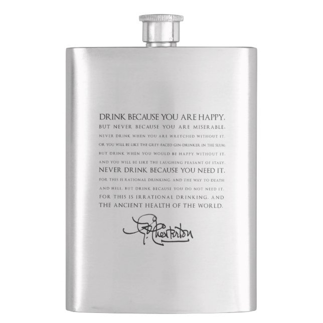 Drink ... You Are Happy—Chesterton Wisdom Flask (Front)