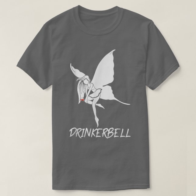 Drinkerbell Fairy Cool Wine Funny Drinking Glass W T-Shirt (Design Front)