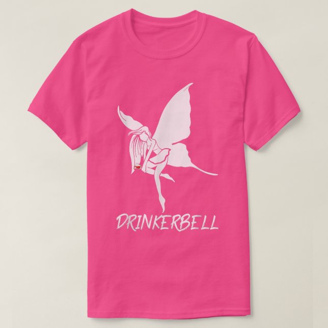 Drinkerbell Fairy Cool Wine Funny Drinking Glass W T-Shirt (Design Front)